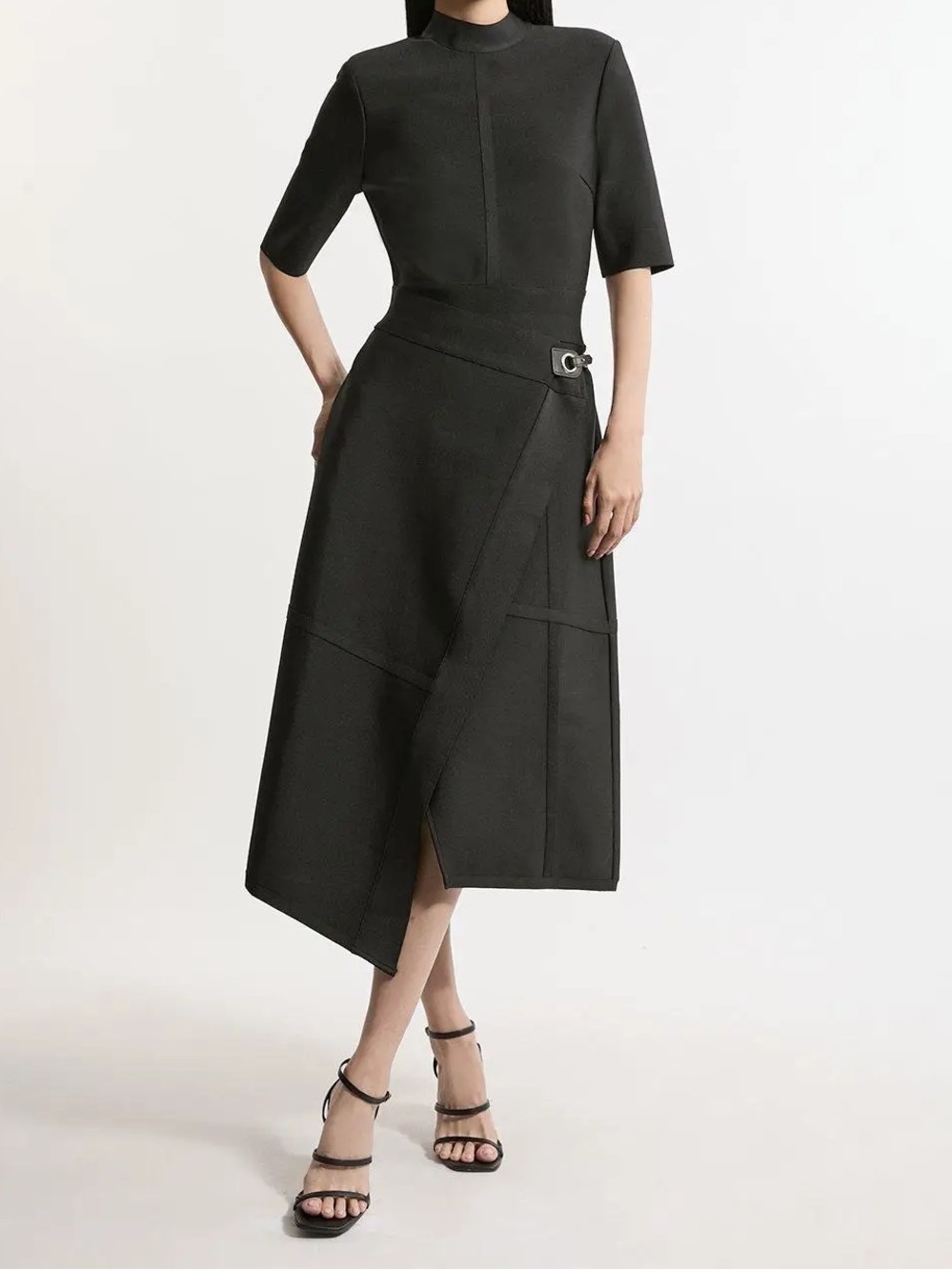 Karen Millen Figure Form Bandage Asymmetric Knit Midi Dress